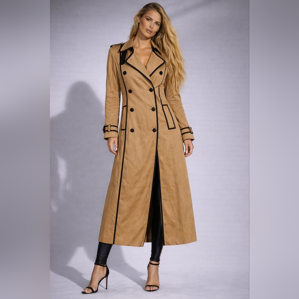 SHONA JOY NELSON  Tench Coat With contrast edge in khaki Size Small